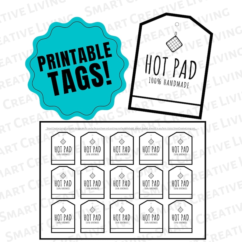 Hot Case Tags PRINTABLE Hot Pad Tags - Price Labels for Crocheted or Knit Pot Holders ...