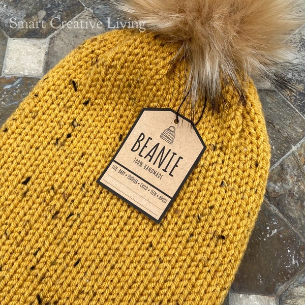 PRINTABLE Beanie Tags - Price Labels for Crocheted or Knit Handmade Hats - TWO Styles - Downloadable PDF