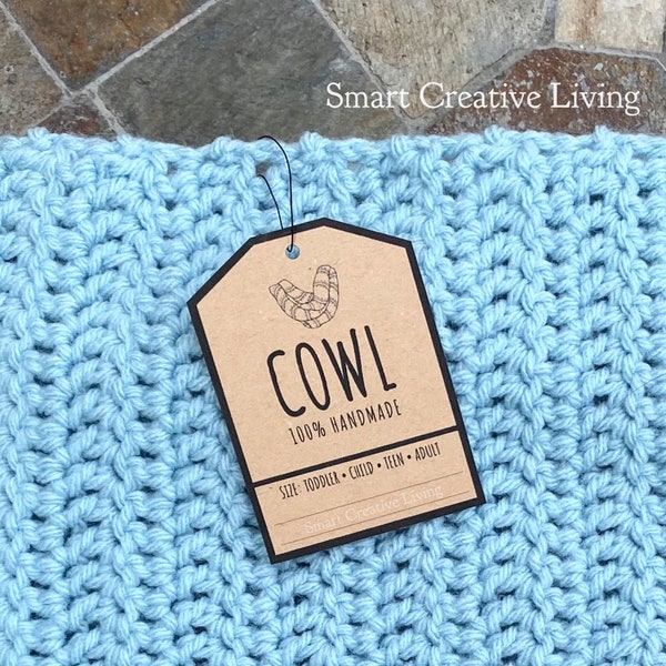 PRINTABLE Cowl Tags - Price Labels for Crocheted or Knit Handmade Cowls - Downloadable PDF