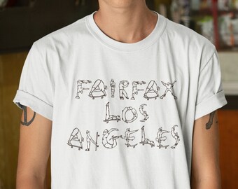 Fairfax Los Angeles Tee | Short-Sleeve Unisex T-Shirt Skateboarding Skateboarder White Black Drawing Streetwear Crewneck Gildan Softstyle