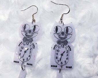 Cat Clock Earrings | Etsy