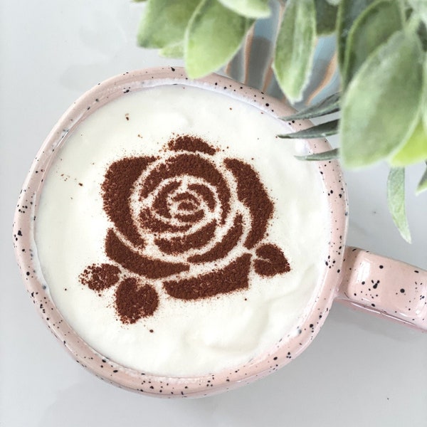 Rose Coffee Art Stencil // Flower Latte Art // Coffee Art Stencil // Latte Art