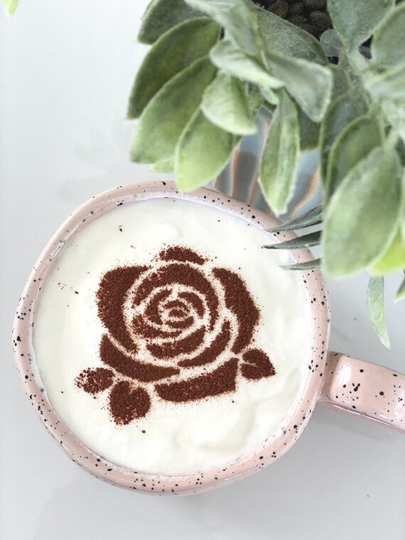 Rose Coffee Art Stencil // Flower Latte Art // Coffee Art Stencil // Latte  Art