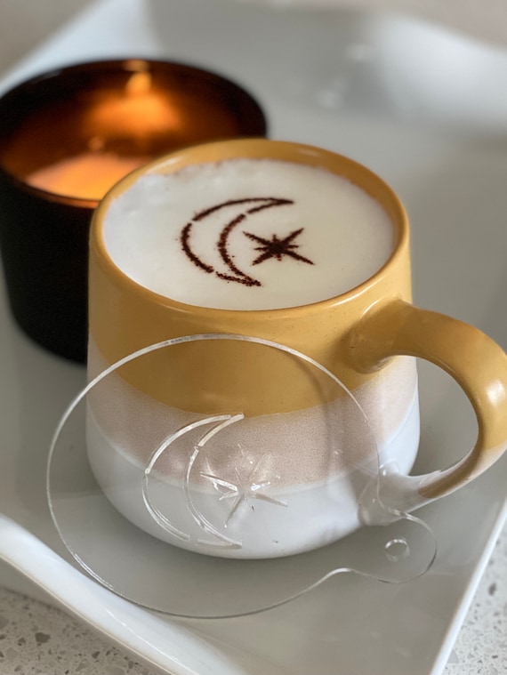 Half Moon + Star // Coffee Stencil // Latte Art // Hot Chocolate Stencil //  Mug Art // Mug Stencil