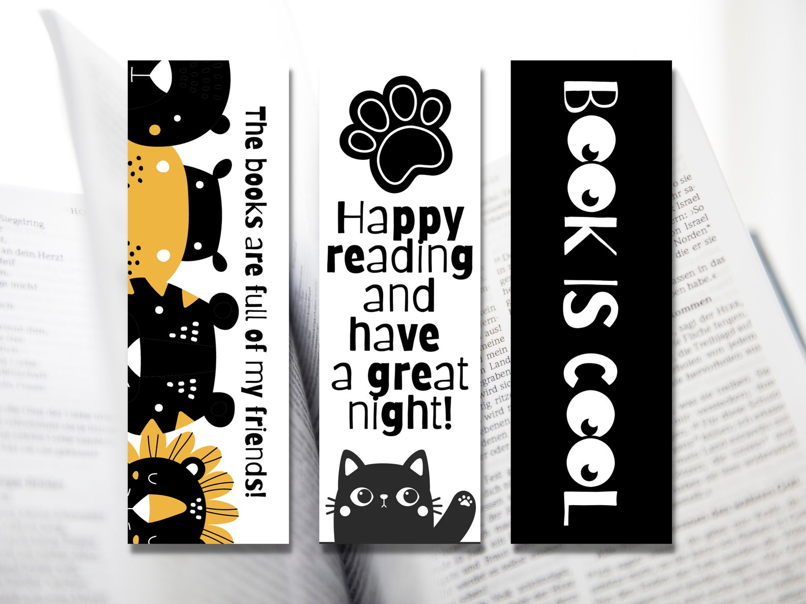 Printable Bookmark Set, Kids Printable Bookmarks, Instant Download ...