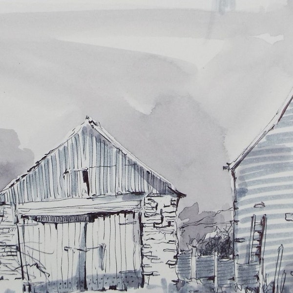 Original Watercolour & Ink, 'Seamills - Almost certainly a Boat House', Circa 1990's,  Artist Unknown