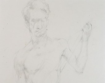 Pencil drawing 'male life study', c1950s, C.D. Finley