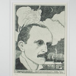Etching, &#39;JM Barrie 125th Anniversary 1985&#39; - Donald Mackenzie b1944