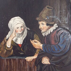 Original Watercolour, &#39;The Conversation&#39;, Late 19th Century, Artist Unknown