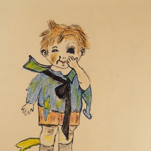 Original Pen & Ink Drawing , &#39;I don&#39;t care - I kissed her anyhow&#39;, Circa 1910, Artist Unknown