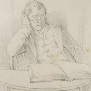 Original Pencil Drawing,&#39;A Tedious Read&#39;, John Wood (1801-1870)