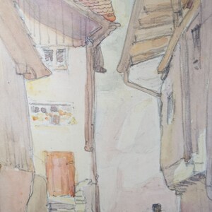 Original Watercolour, &#39;Austrian Street Scene&#39;, c1960&#39;s, artist Unknown