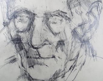 Original Pencil Drawing, 'Portrait of a man', c1970's, Unknown artist