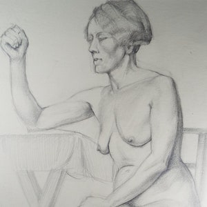Original Pencil Drawing, &#39;Female Life Study - Seated&#39;, circa 1930&#39;s, artist unknown