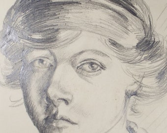 Original Pencil Drawing,'Portrait of a Woman',  Lucie Cole-Hamilton (20th Century, British), circa 1915