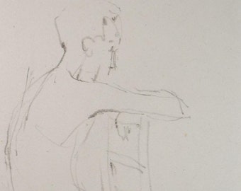 Pencil drawing 'Seated male', c1950s, C.D. Finley