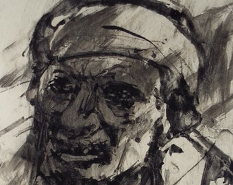 Original Ink & wash, 'Portrait Study', Leslie Duxbury ARCA (1921-2001), Circa 1950's