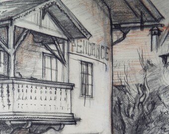 Original Pencil Drawing, 'Austria', Dated 1956, Douglas Pittuck (1911-1993)