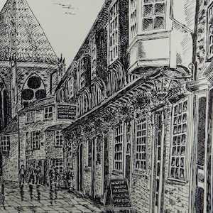 Original Pen and Ink, &#39;Minster Road, York&#39;, circa 1980&#39;s, Artist Unknown