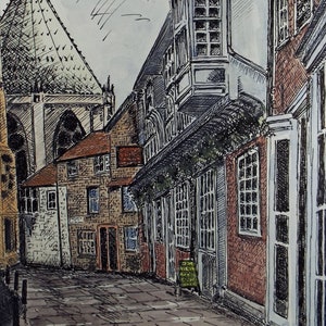 Original Pen and Ink, &#39;Minster Road, York&#39;, circa 1980&#39;s, Artist Unknown