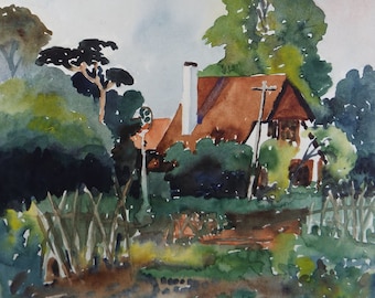 Original Watercolour, &#39;A Cottage Garden&#39;, Circa 1940&#39;s Charles Frederick Way (1906-1981)