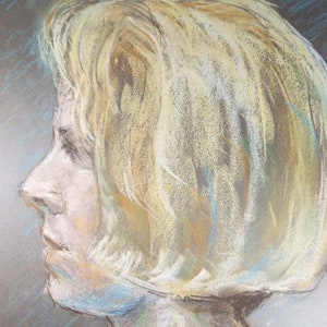 Original Pastel, &#39;Woman in Profile&#39;,  Paivio Knighton, (active 1968-c1986)