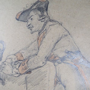 Original Pencil Drawing, 'Military Figure', Circa 1883, Artist Unknown