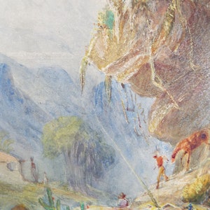 Original Watercolour c1860&#39;s, &#39;The Descent&#39; -  Attributed to H.  Johnson