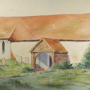 Original Watercolour,&#39;Diddling Church, near Midhurst&#39; , Circa 1950&#39;s, A Simmons