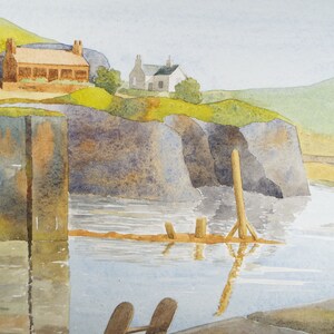 Original Watercolour, &#39;Rivercliff with housing&#39;, F Tinkler, circa 1940&#39;s
