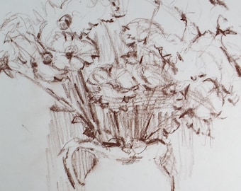 オリジナルの鉛筆画、「浅瀬」、トム・サイクス、1980 年代頃 - Etsy 日本