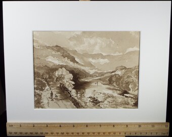 市場の風景 水彩画 作者不明 市場の風景 水彩画 作者不明