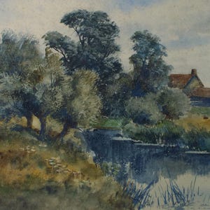 Original Watercolour, &#39;Cottage by the River&#39;, Dated 1912, L Totherick