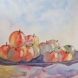 Original Watercolour, 'Still Life of Plums', Circa 1990's, Artist Unknown