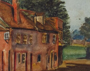 Original Watercolour, 'Church End, Redbourne' Circa 1920's ,Artist Unknown
