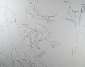 Original Pencil Drawing, 'Figure Studies', Ivy T. Attwell (20th Century, British)