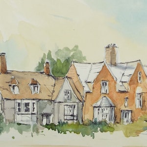 Original Watercolour & Ink, 'Somewhere in Somerset, Circa 1990's, Artist Unknown