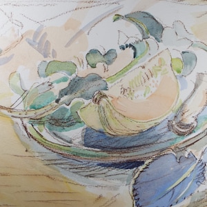 Original Watercolour, 'Still Life of Melon', Circa 1990's, Artist Unknown