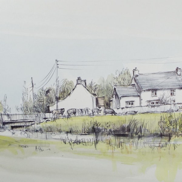 Original Watercolour & Ink, 'Mark, Somerset', Dated 1991, Artist Unknown