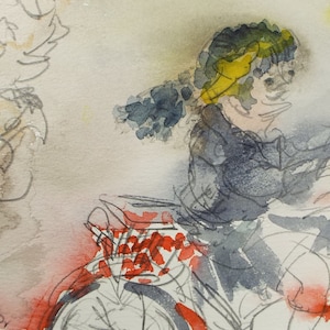 Original Watercolour, &#39;Figure on a Motorcycle&#39;, Dated 1970, William D Clyne (1922-1981)