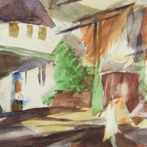 Original Watercolour,  &#39;Impressionist Italian Village&#39;, 1960&#39;s, Artist Unknown