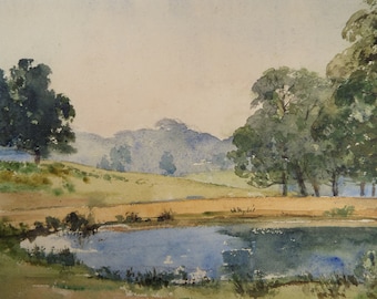 Original Watercolour, 'Pond in a Landscape' Circa 1960's, Adrian Bury (1891-1991)