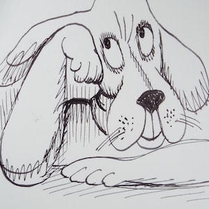 Pen and ink, &#39;Contemplative Dog &#39;, circa 1970&#39;s, Herbert Scheurich (German)