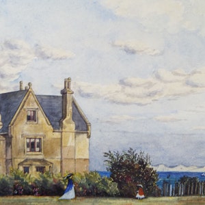 Original Watercolour, &#39;A House by the Sea with Figures&#39;, c1910, Artist Unknown
