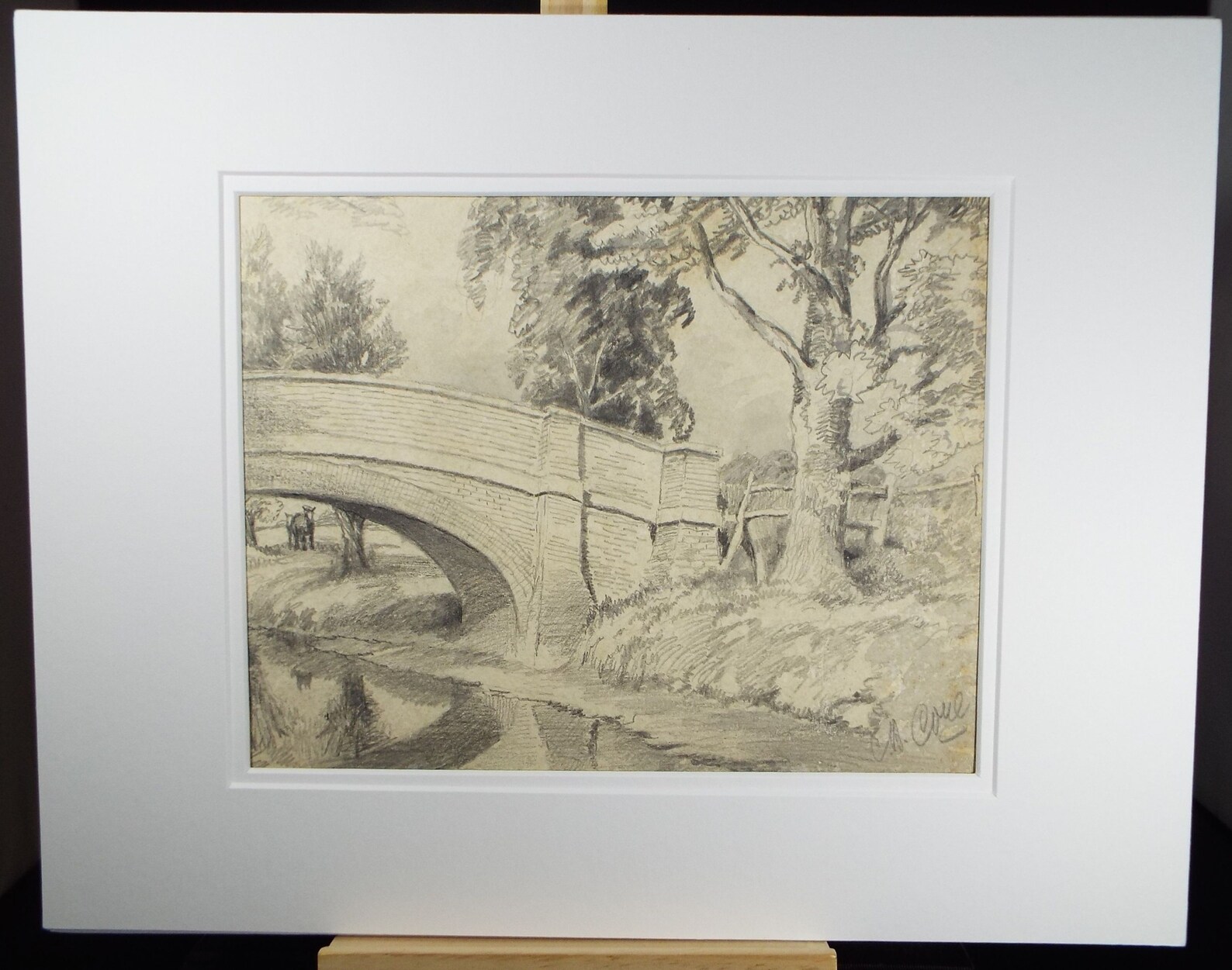 Original Pencil Drawing 'bridge Over a River', Circa 1930's, Charles ...