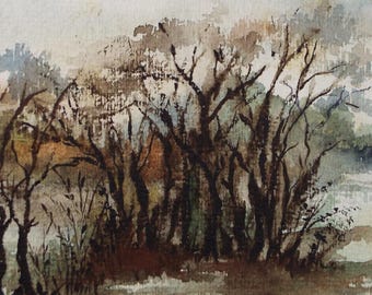 Original Watercolour, 'Winter Landscape', circa 1970's, Artist Unknown