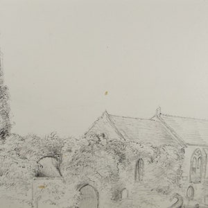 Original Pencil Drawing &#39;Corton Church, Lowestoft&#39;, Dated 1871, William Brenchley Rye (1818-1901)