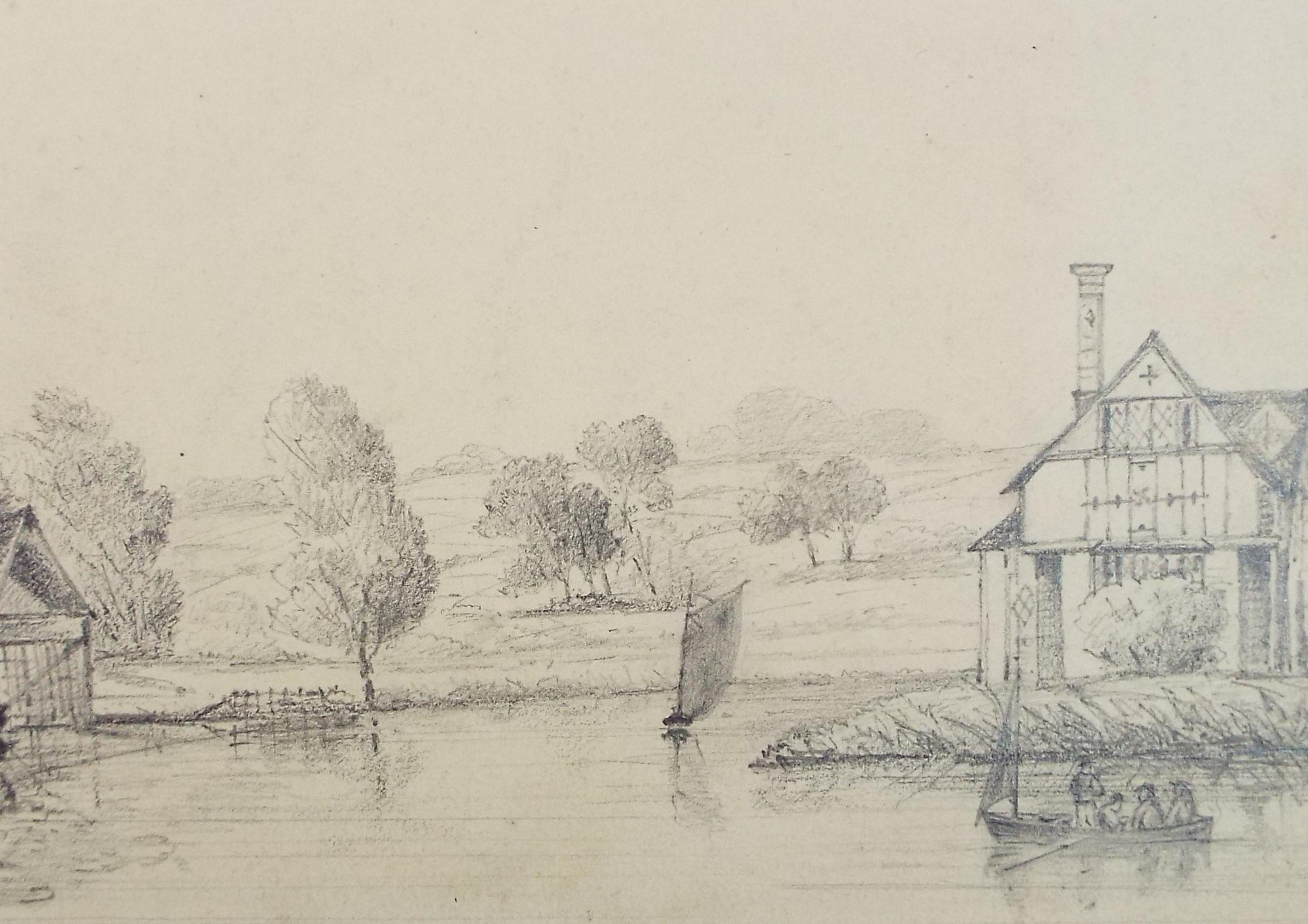 Original Pencil Drawing, 'on the River', Circa 1870's, Artist Unknown ...