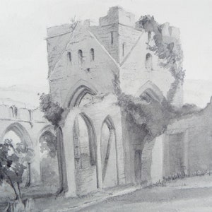 Original Pencil & Wash , &#39;Abbey in Ruins&#39; 1914, Gabriel Thompson (1861-c1935)