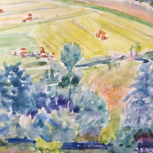 Original Watercolour, &#39;Working in the fields&#39;, circa 1990&#39;s, Dorothy Litherland